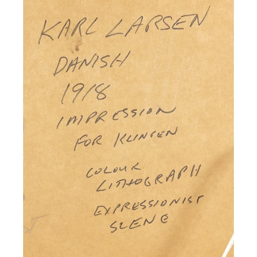 1411 - Karl Larsen and Vilhem Lundstrom - Three early 20th century Danish expressionist lithographs, each w... 