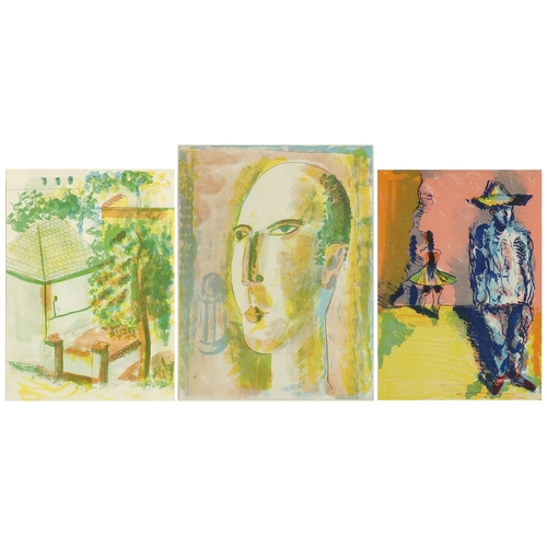 1411 - Karl Larsen and Vilhem Lundstrom - Three early 20th century Danish expressionist lithographs, each w... 