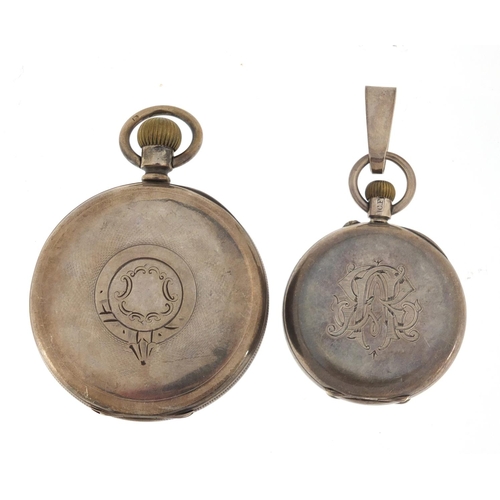 1147 - Gentleman's silver open face pocket watch and a ladies silver John Bennett pocket watch, the largest... 