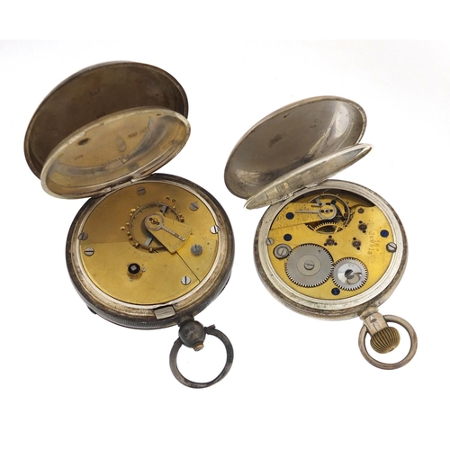 1139 - Two gentleman's silver pocket watches including a half hunter, both with subsidiary dials, the large... 