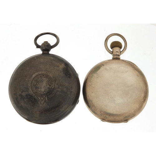 1139 - Two gentleman's silver pocket watches including a half hunter, both with subsidiary dials, the large... 