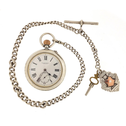 1141 - Gentleman's silver West End Watch Co open face pocket watch, with subsidiary dial on a graduated sil... 