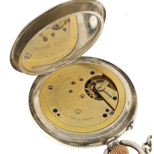 1141 - Gentleman's silver West End Watch Co open face pocket watch, with subsidiary dial on a graduated sil... 