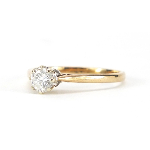 946 - 9ct gold diamond solitaire ring, size Q, approximate weight 2.2g