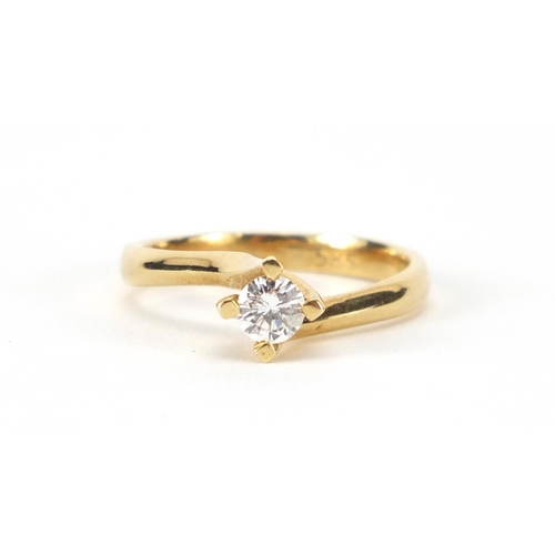 956 - 14ct gold diamond solitaire ring, size L, approximate weight 3.1g