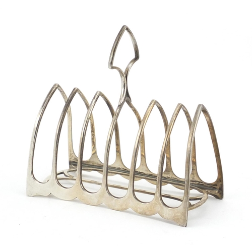 847 - Victorian silver six slice toast rack, by William Hutton & Sons London 1885, 11cm in length, approxi... 