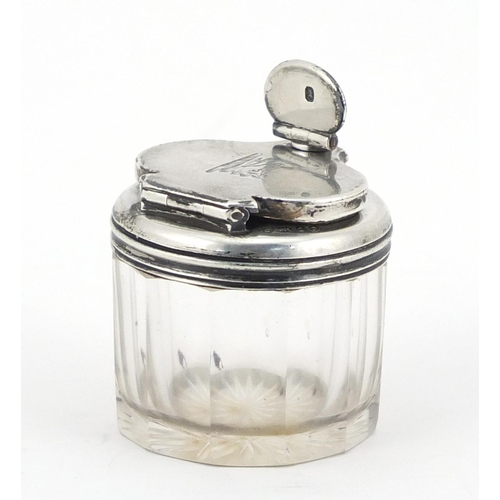 884 - Georgian silver mounted cut glass inkwell by John & Archibald Douglas, London 1824, 4.5cm high, appr... 