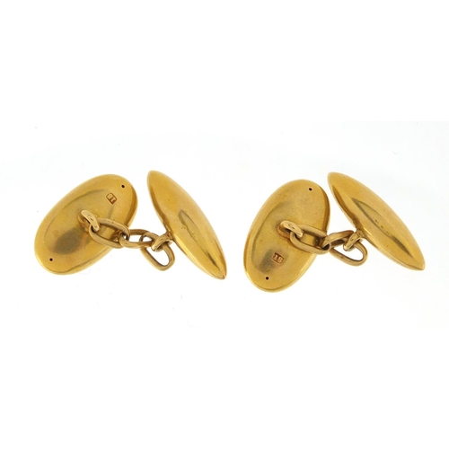 915 - Pair of 18ct gold diamond cufflinks, 1.8cm wide, approximate weight 9.2g