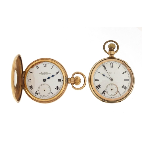 1149 - Gentleman's gold plated Elgin open face pocket watch and Admiral half hunter, each 5cm in diameter