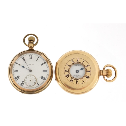 1149 - Gentleman's gold plated Elgin open face pocket watch and Admiral half hunter, each 5cm in diameter