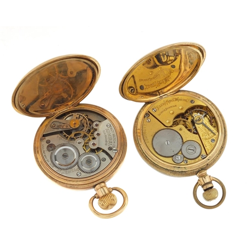 1149 - Gentleman's gold plated Elgin open face pocket watch and Admiral half hunter, each 5cm in diameter