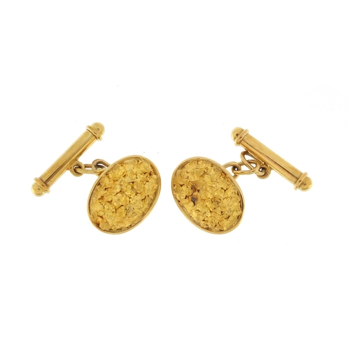 926 - Pair of 18ct gold nugget cufflinks, 1.6cm wide, approximate weight 11.2g