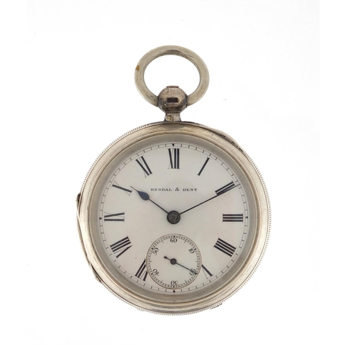 1143 - Victorian silver gentleman's  open face pocket watch with subsidiary dial, retailed by Kendal & Dent... 