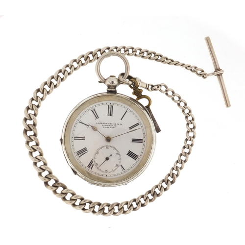 1142 - Gentleman's silver open face pocket watch with subsidiary dial, retailed by Langdon Davies & Co Birm... 