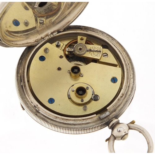 1142 - Gentleman's silver open face pocket watch with subsidiary dial, retailed by Langdon Davies & Co Birm... 