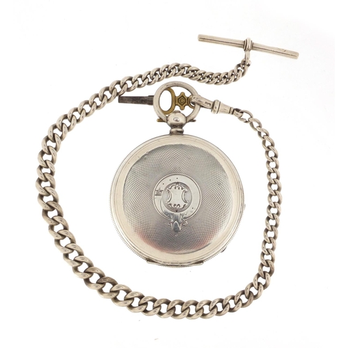 1142 - Gentleman's silver open face pocket watch with subsidiary dial, retailed by Langdon Davies & Co Birm... 