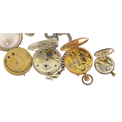 1145 - Two gentleman's silver open face pocket watches, a silver ladies pocket watch and one other includin... 