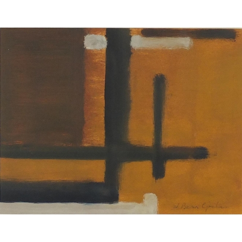 1165 - Abstract composition, oil on paper, bearing a signature W Barns Graham, mounted and framed, 27cm x 2... 