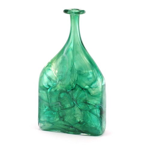 748 - Large Mdina green glass vase, possibly by Michael Harris, etched marks to the base, 32.5cm high