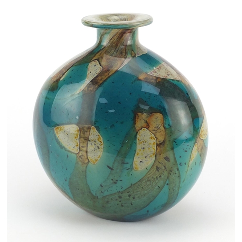 749 - Large Mdina Tiger range glass vase, possibly by Michael Harris, 22cm high