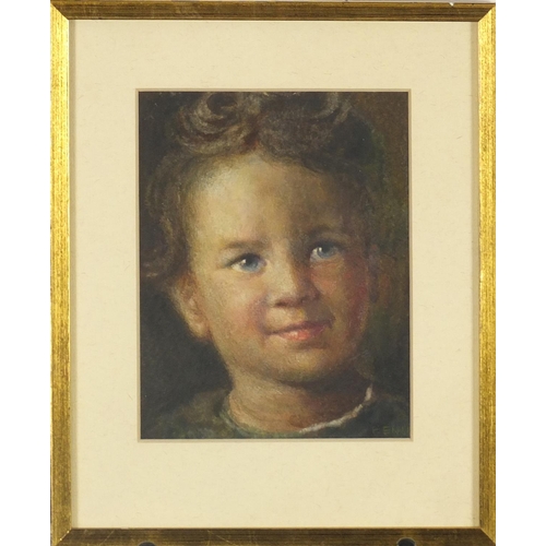 2208 - Portrait of a young child, German school watercolour, bearing a slightly obscured signature, possibl... 