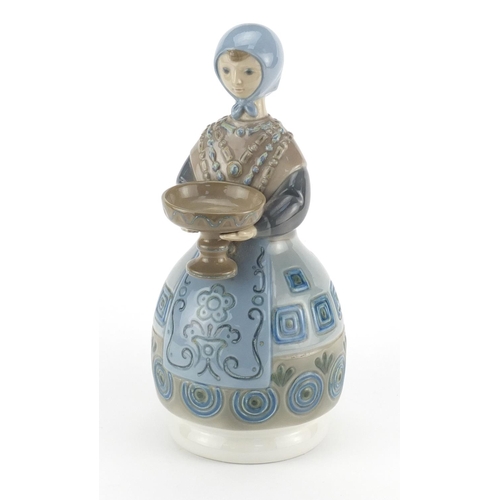 2200 - Lladro figurine of a girl in traditional dress holding a bowl, 26.5cm high