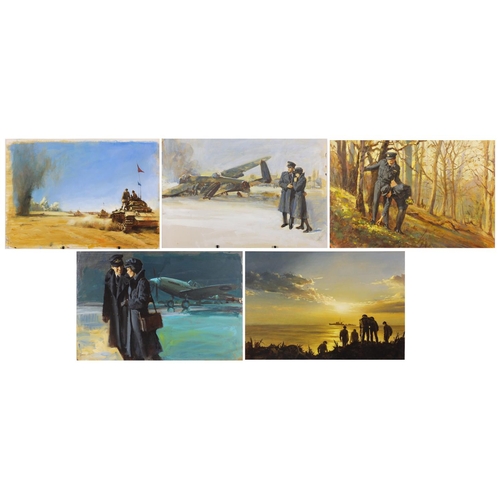 1398A - Len Thurston - Five oil on card illustrations, Pastoral Parts Two, Three and Thirteen, Whirlpool and... 