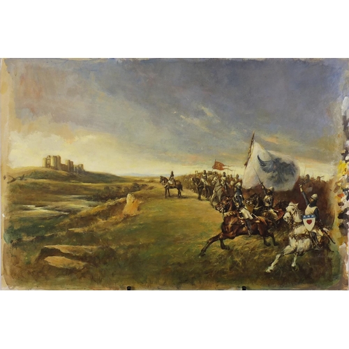 1395 - Len Thurston - Five oil on card illustrations, The Regiment, The Command, Flowers of Chivalry, The H... 