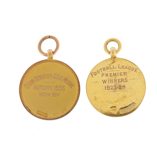 250 - Two 9ct gold jewels comprising an enamel London Business Houses example and a West Middlesex Golf Cl... 