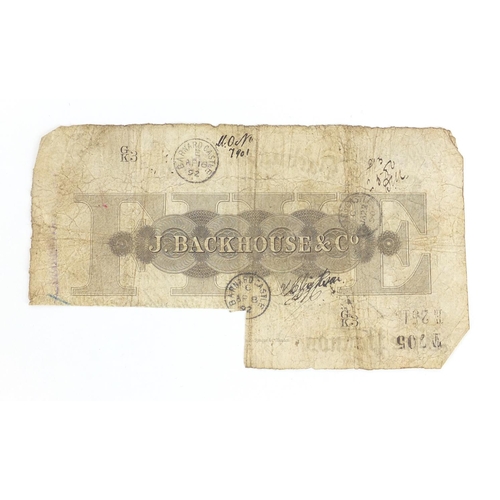 242 - Dartington Bank white five pound note, dated 12th March 1889