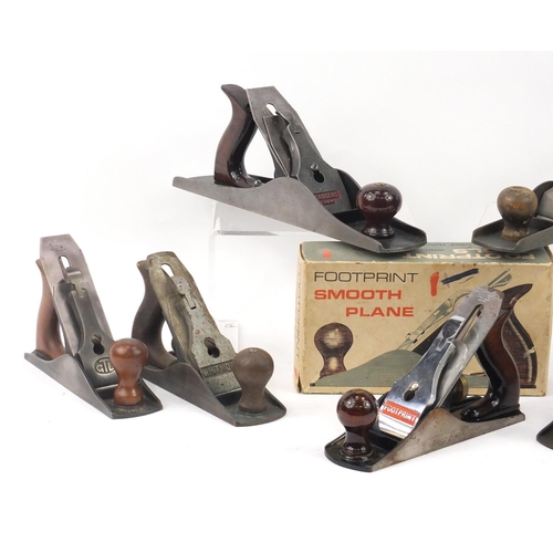 184 - Seven vintage wood working planes including two GTL No.4's, a Sedgley No.S4, Sargent and Footprint N... 