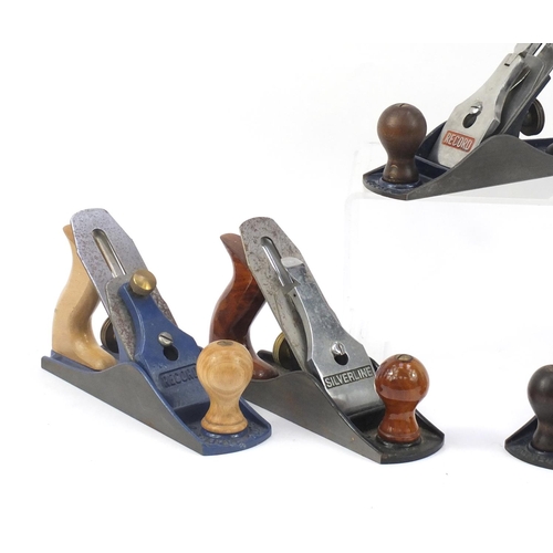 187 - Five vintage Record wood working planes comprising four No.04's and one No.04½