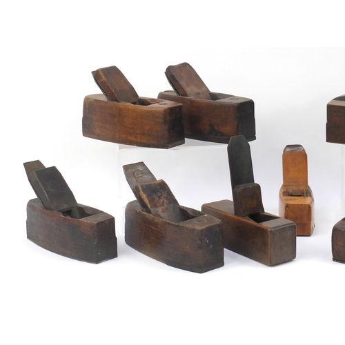 192 - Eleven vintage boxwood wood working  planes including Goddard, Cecil Pike, G Wreford and Mathieson &... 