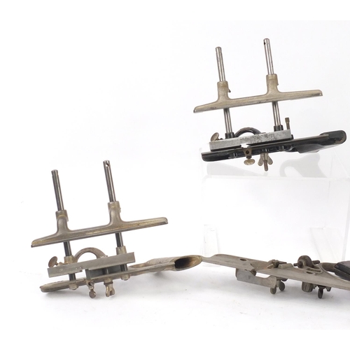 174 - Five vintage Stanley wood working combination planes comprising one No.45, one No.46 and three No.50... 