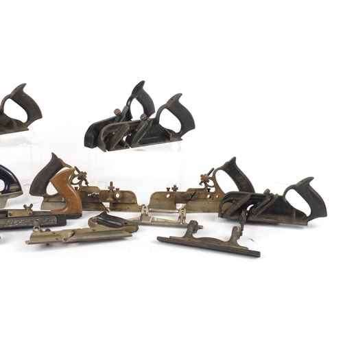 177 - Thirteen vintage wood working Plough planes including Stanley and Record