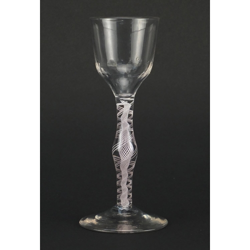 738 - George III glass with bubbled air twist stem, 15cm high