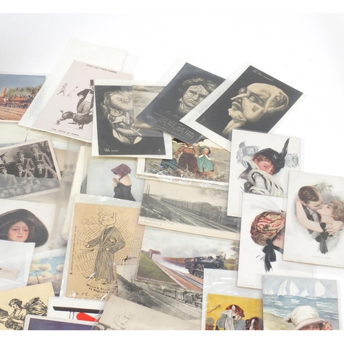 307 - Early 20th century and later postcards some arranged in an album, some photographic including Art No... 