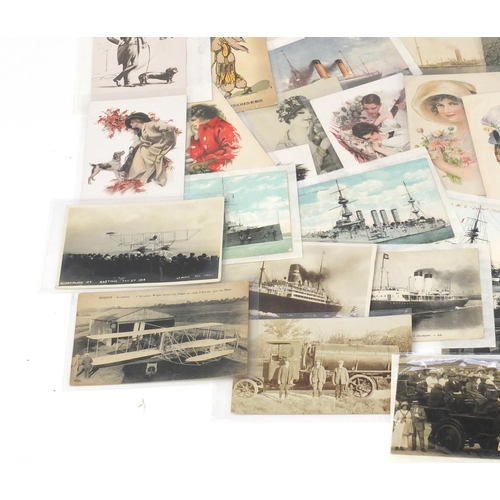 307 - Early 20th century and later postcards some arranged in an album, some photographic including Art No... 