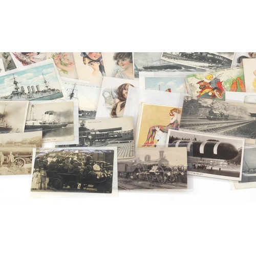 307 - Early 20th century and later postcards some arranged in an album, some photographic including Art No... 