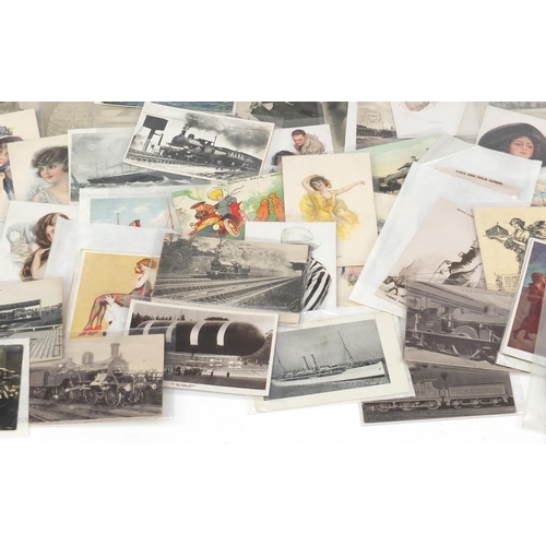 307 - Early 20th century and later postcards some arranged in an album, some photographic including Art No... 