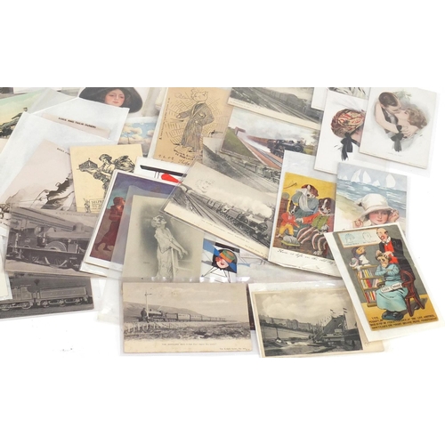 307 - Early 20th century and later postcards some arranged in an album, some photographic including Art No... 