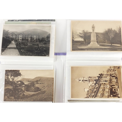 305 - Topographical and social history postcards arranged in three albums, some photographic including Dur... 