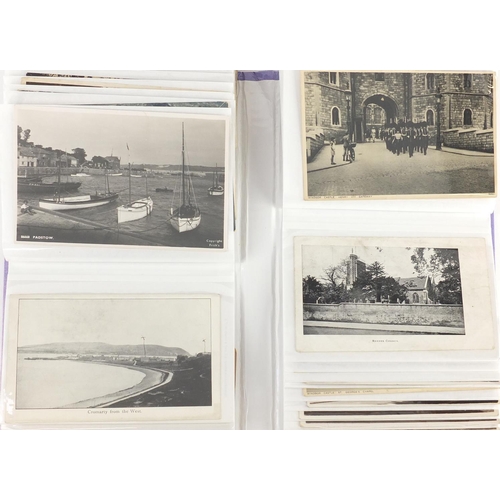 305 - Topographical and social history postcards arranged in three albums, some photographic including Dur... 