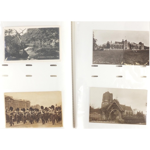 305 - Topographical and social history postcards arranged in three albums, some photographic including Dur... 