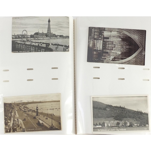 305 - Topographical and social history postcards arranged in three albums, some photographic including Dur... 