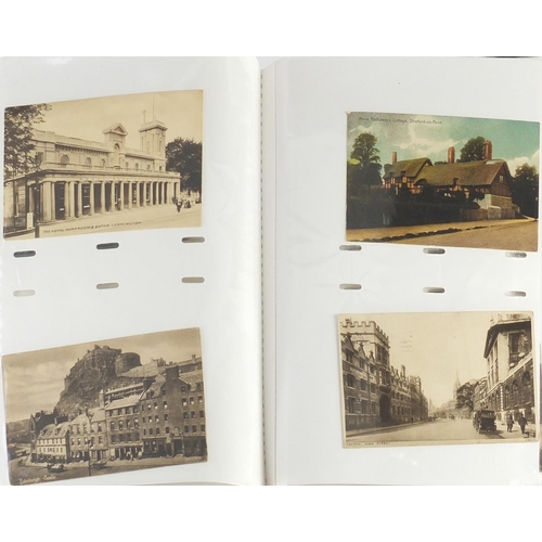 305 - Topographical and social history postcards arranged in three albums, some photographic including Dur... 