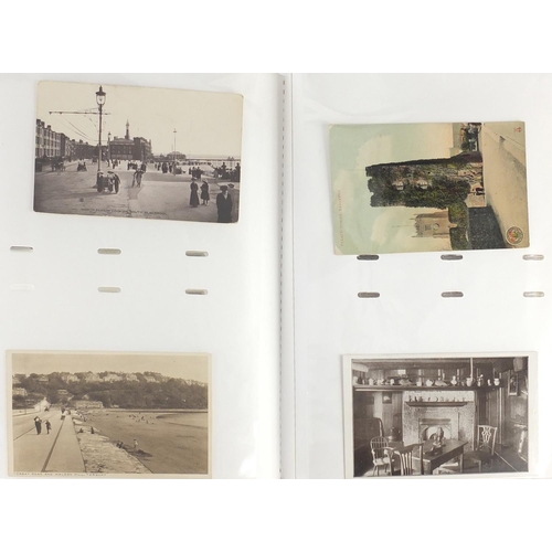 305 - Topographical and social history postcards arranged in three albums, some photographic including Dur... 