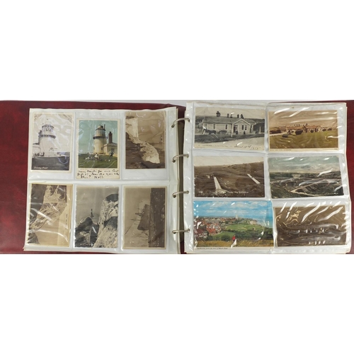 303 - Early 20th century and later Eastbourne postcards, some photographic arranged in an album including ... 