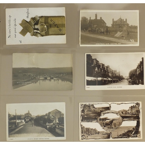 301 - Early 20th century and later mostly local social history postcards, some photographic arranged in an... 