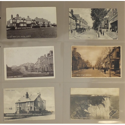 301 - Early 20th century and later mostly local social history postcards, some photographic arranged in an... 